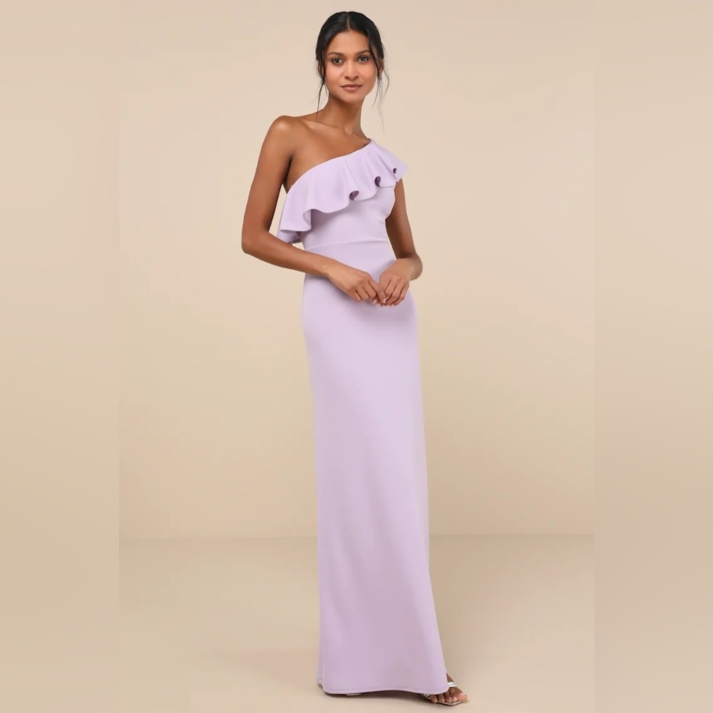 Lulus Last Forever Lavender One-Shoulder Ruffle Maxi Dress